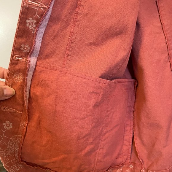 Jean Jacket Cabela's Sz Lg Cotton Dusty Rose Floral Paisley EUC Grandma-Core - Picture 7 of 11
